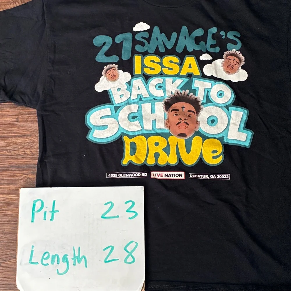 21 Savage Issa Back To School Drive 2024 Graphic Tee XL Atlanta Rap Shirt‎